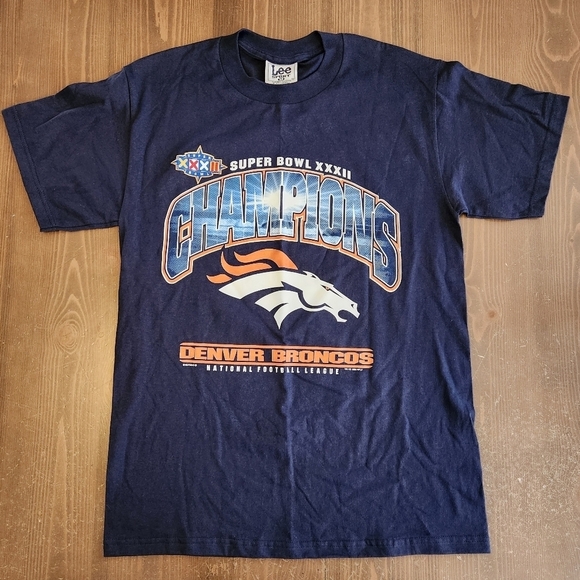 VTG 90s Denver Broncos Shirt Superbowl XXX11 Champions Superbowl 32 Blue Mens M - Picture 1 of 12